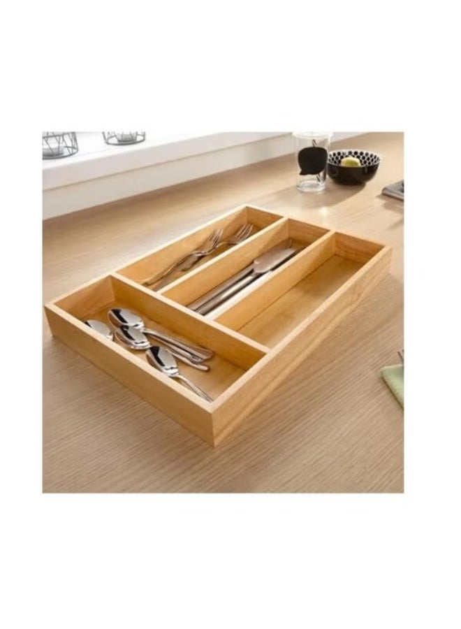 منظم معالق وشوك خشب متعدد الأقسام، تصميم عملي لترتيب أدوات المائدة داخل الأدراج، مناسب للمطبخ والاستخدام اليومي - Image 2